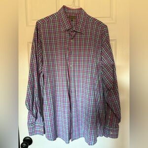 Peter Millar Vibrant Plaid Button Up Shirt with Elk River Patch
